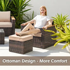6-Piece Wicker Outdoor Sectional Furniture Set with Cushions and Coffee Table
