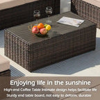 6-Piece Wicker Outdoor Sectional Furniture Set with Cushions and Coffee Table