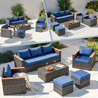 6-Piece Wicker Outdoor Sectional Furniture Set with Cushions and Coffee Table