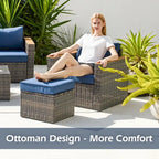 6-Piece Wicker Outdoor Sectional Furniture Set with Cushions and Coffee Table