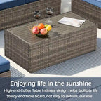 6-Piece Wicker Outdoor Sectional Furniture Set with Cushions and Coffee Table