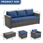 6-Piece Wicker Outdoor Sectional Furniture Set with Cushions and Coffee Table