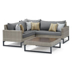 Milo Grey 4 Piece Sunbrella Outdoor Patio Sectional with Table