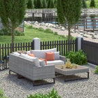 Milo Grey 4 Piece Sunbrella Outdoor Patio Sectional with Table