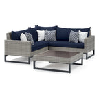 Milo Grey 4 Piece Sunbrella Outdoor Patio Sectional with Table