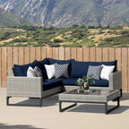 Milo Grey 4 Piece Sunbrella Outdoor Patio Sectional with Table