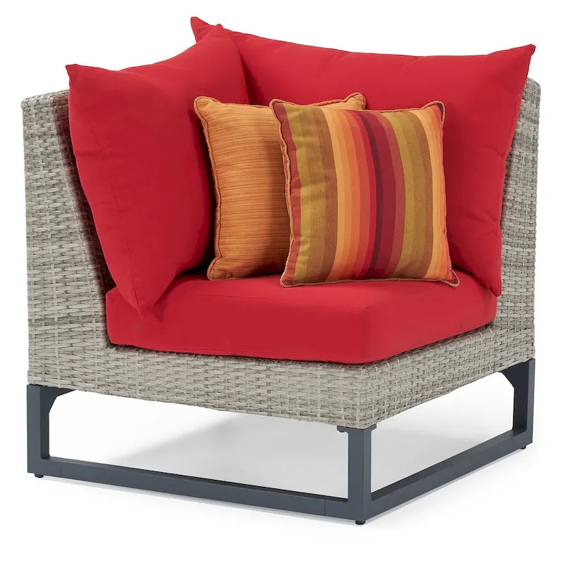 Milo Grey 4 Piece Sunbrella Outdoor Patio Sectional with Table