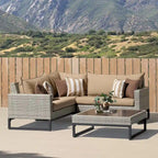 Milo Grey 4 Piece Sunbrella Outdoor Patio Sectional with Table