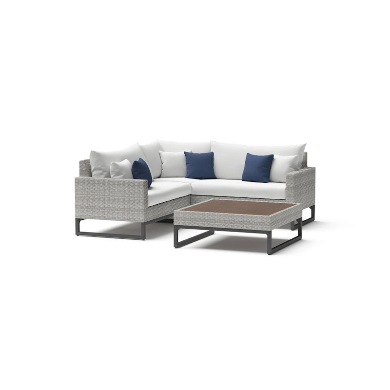 Milo Grey 4 Piece Sunbrella Outdoor Patio Sectional with Table