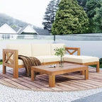 Natural Acacia Wood Outdoor Sectional Sofa Set