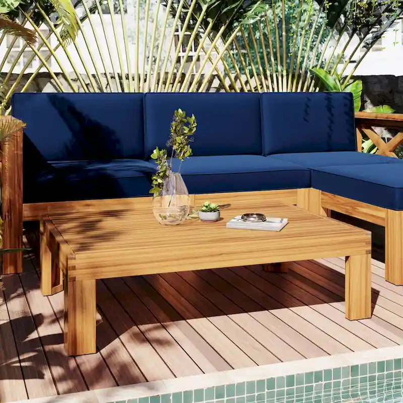 Natural Acacia Wood Outdoor Sectional Sofa Set