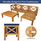 Natural Acacia Wood Outdoor Sectional Sofa Set