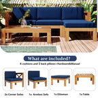 Natural Acacia Wood Outdoor Sectional Sofa Set