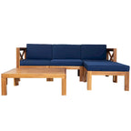 Natural Acacia Wood Outdoor Sectional Sofa Set