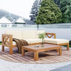 Natural Acacia Wood Outdoor Sectional Sofa Set