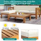 Natural Acacia Wood Outdoor Sectional Sofa Set