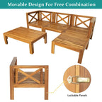 Natural Acacia Wood Outdoor Sectional Sofa Set