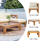 Natural Acacia Wood Outdoor Sectional Sofa Set