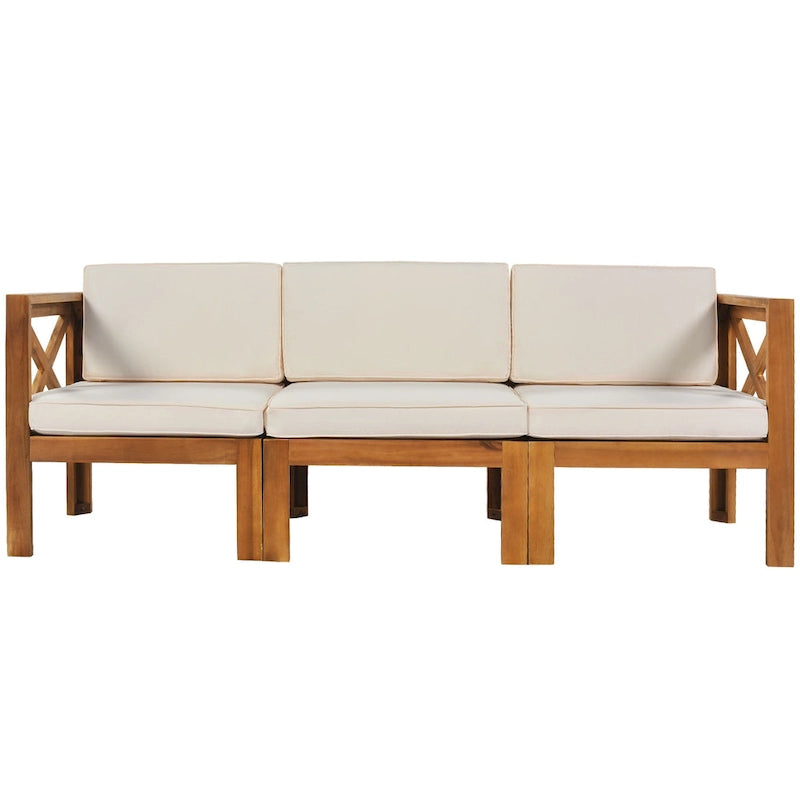 Natural Acacia Wood Outdoor Sectional Sofa Set