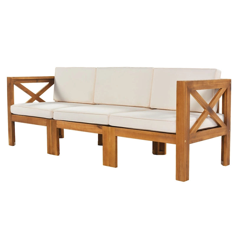 Natural Acacia Wood Outdoor Sectional Sofa Set