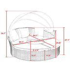 Rattan Round Lounge With Canopy Bali Canopy Bed Outdoor, Wicker Outdoor Sofa Bed with lift coffee table