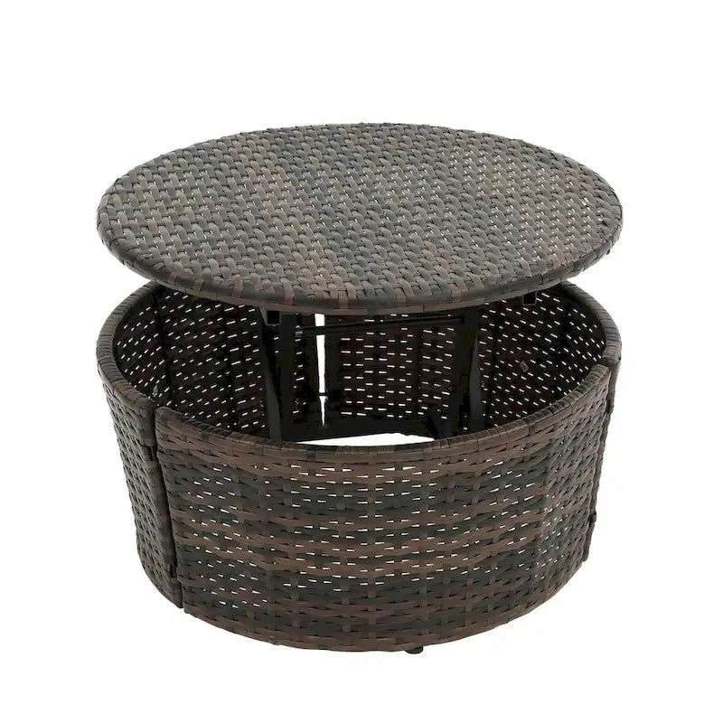 Rattan Round Lounge With Canopy Bali Canopy Bed Outdoor, Wicker Outdoor Sofa Bed with lift coffee table