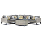 Milo Gray 6 Piece Sunbrella Outdoor Patio Fire Sectional with Table