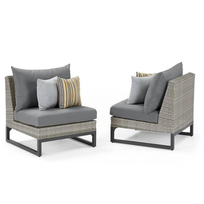 Milo Gray 6 Piece Sunbrella Outdoor Patio Fire Sectional with Table