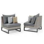 Milo Gray 6 Piece Sunbrella Outdoor Patio Fire Sectional with Table