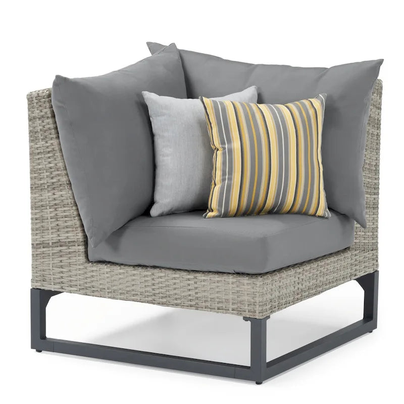Milo Gray 6 Piece Sunbrella Outdoor Patio Fire Sectional with Table