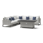 Milo Gray 6 Piece Sunbrella Outdoor Patio Fire Sectional with Table