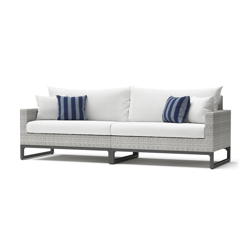 Milo Gray 6 Piece Sunbrella Outdoor Patio Fire Sectional with Table