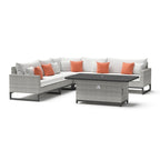 Milo Gray 6 Piece Sunbrella Outdoor Patio Fire Sectional with Table