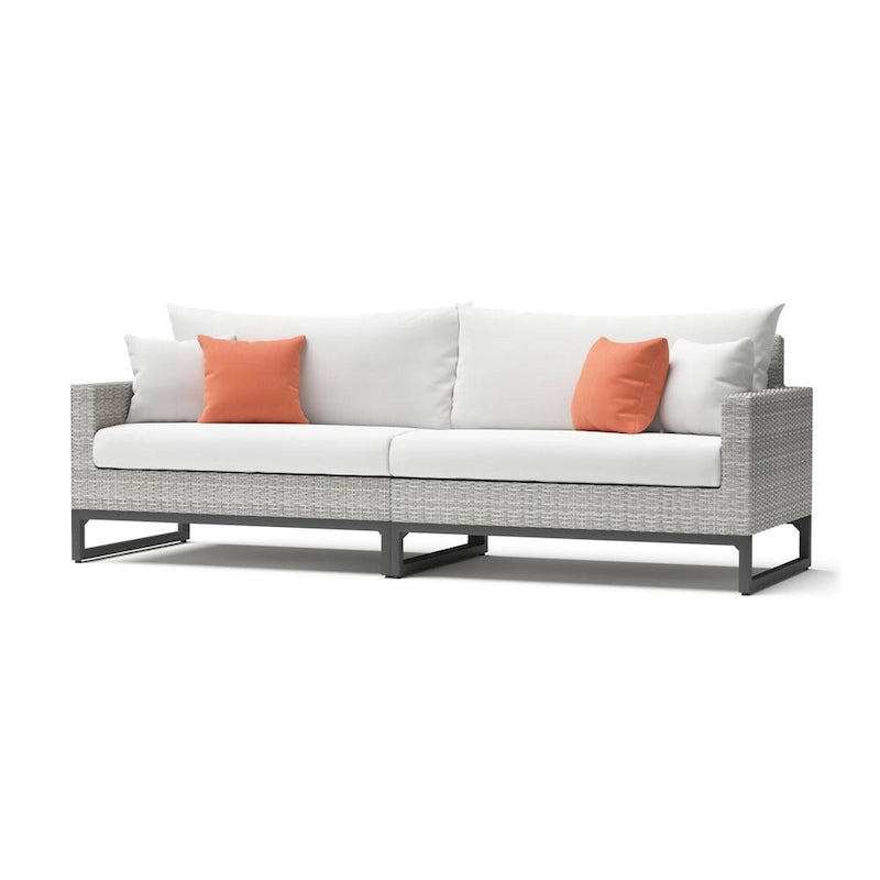 Milo Gray 6 Piece Sunbrella Outdoor Patio Fire Sectional with Table