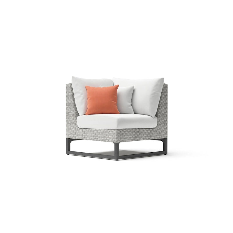 Milo Gray 6 Piece Sunbrella Outdoor Patio Fire Sectional with Table