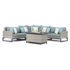 Milo Gray 6 Piece Sunbrella Outdoor Patio Fire Sectional with Table