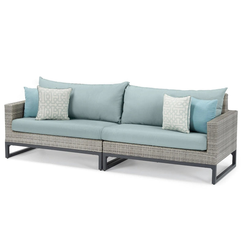 Milo Gray 6 Piece Sunbrella Outdoor Patio Fire Sectional with Table