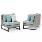Milo Gray 6 Piece Sunbrella Outdoor Patio Fire Sectional with Table
