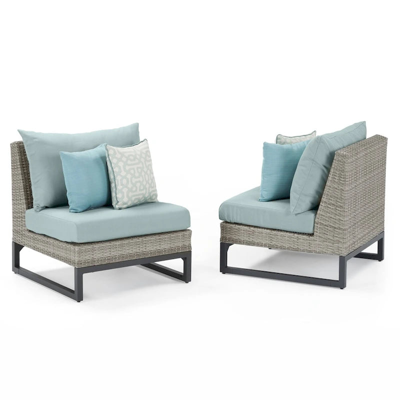 Milo Gray 6 Piece Sunbrella Outdoor Patio Fire Sectional with Table