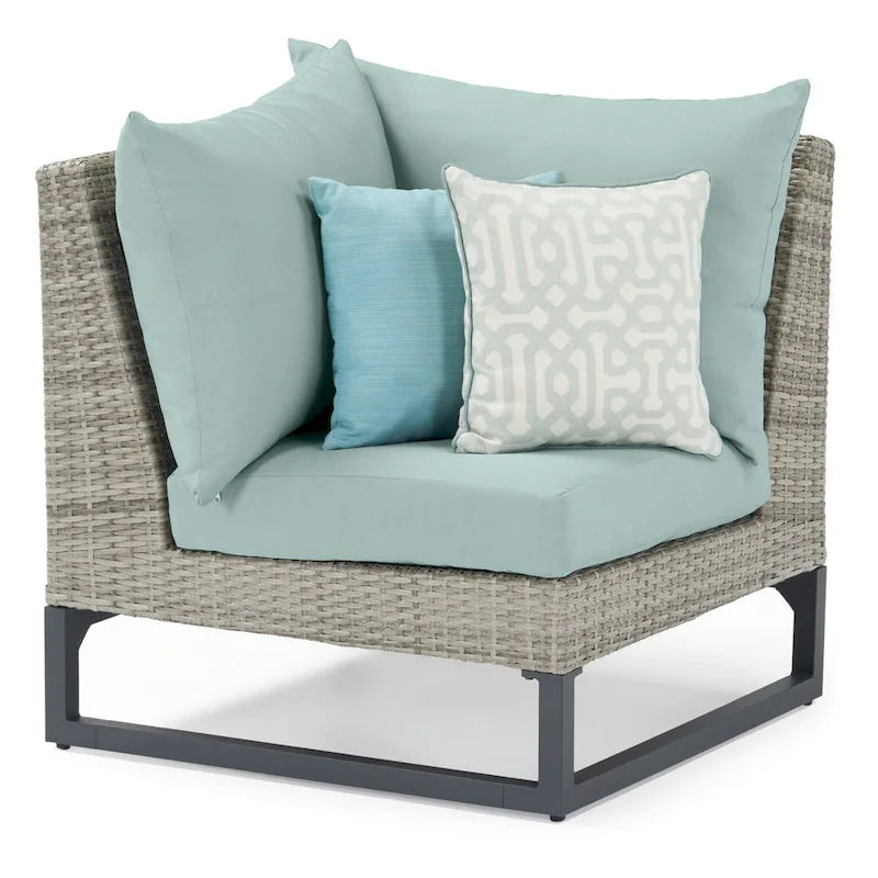 Milo Gray 6 Piece Sunbrella Outdoor Patio Fire Sectional with Table