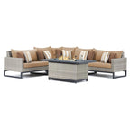 Milo Gray 6 Piece Sunbrella Outdoor Patio Fire Sectional with Table