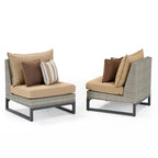 Milo Gray 6 Piece Sunbrella Outdoor Patio Fire Sectional with Table