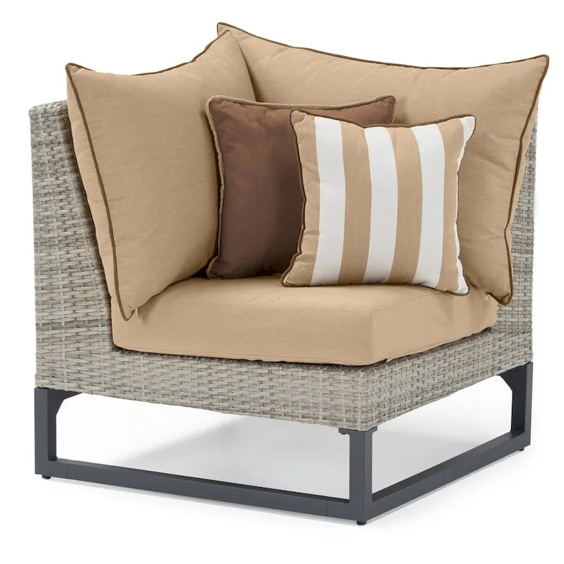 Milo Gray 6 Piece Sunbrella Outdoor Patio Fire Sectional with Table