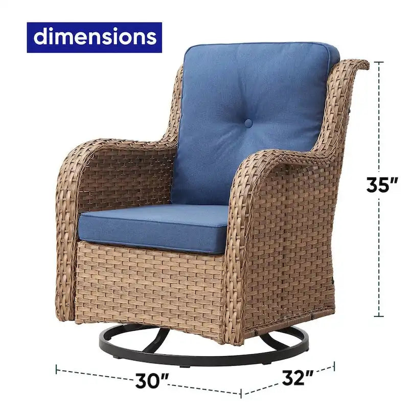 Patio Wicker Chair, 360 Rocking Swivel Chair - Yellow