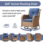 Patio Wicker Chair, 360 Rocking Swivel Chair - Yellow