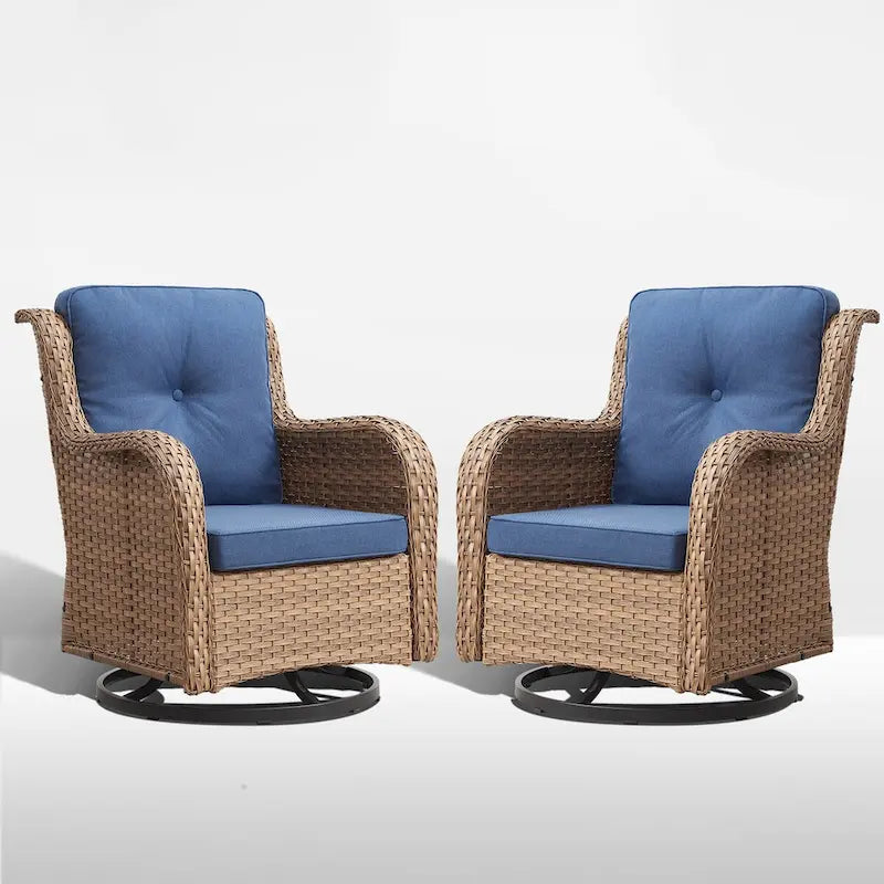 Patio Wicker Chair, 360 Rocking Swivel Chair - Yellow