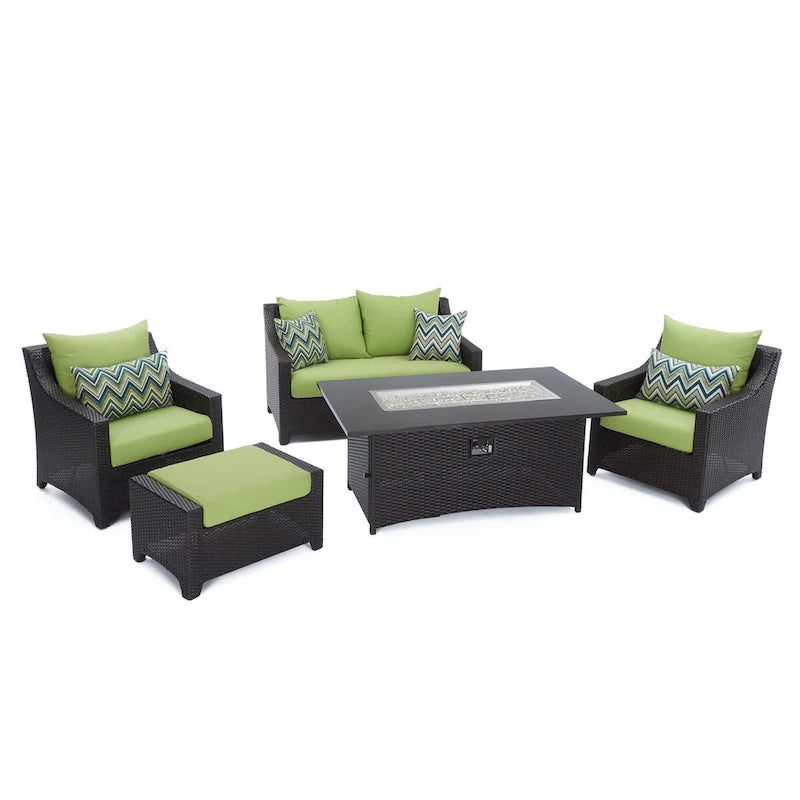 Deco 5 Piece Sunbrella Outdoor Patio Love & Club Fire Set