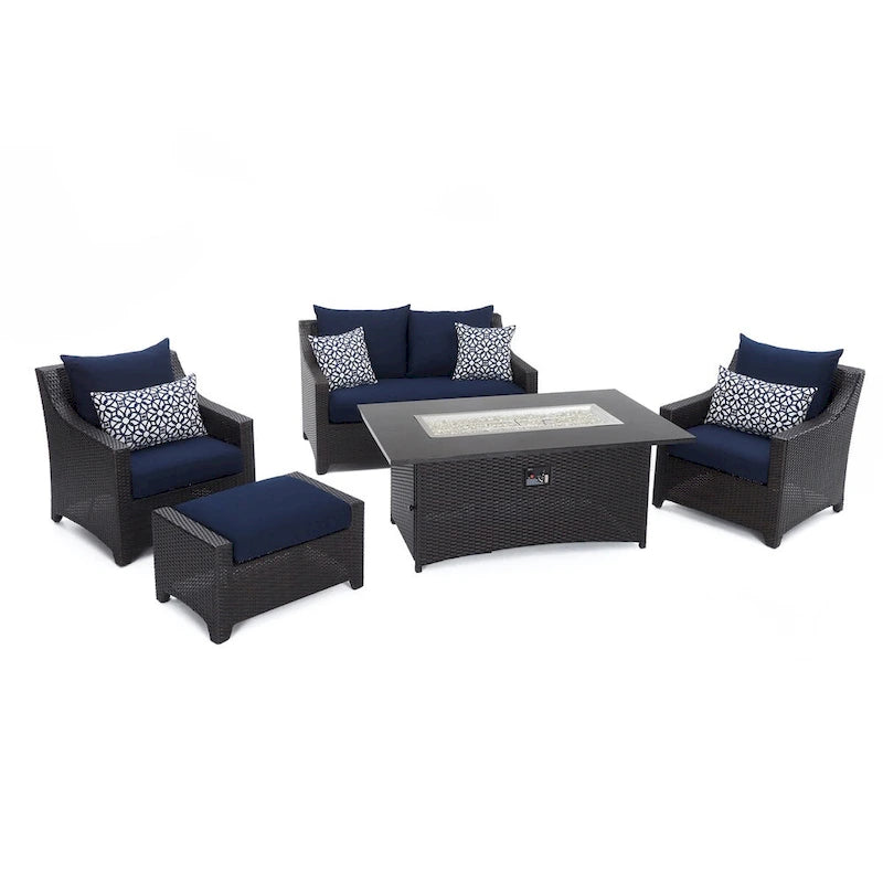 Deco 5 Piece Sunbrella Outdoor Patio Love & Club Fire Set