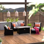 Deco 5 Piece Sunbrella Outdoor Patio Love & Club Fire Set