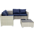 4-Pieces Gray Wicker Outdoor Sectional Set with Cushions and Storage Box